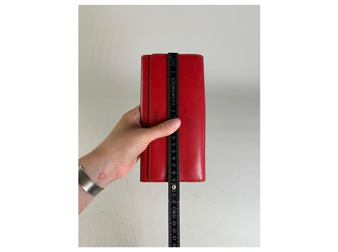 Céline Vintage Celine Leather Long Wallet Red - view 7