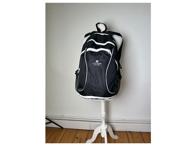 Vintage Courreges Nylon Backpack Black White Silver Zips - view 10