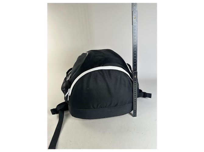 Vintage Courreges Nylon Backpack Black White Silver Zips - view 13