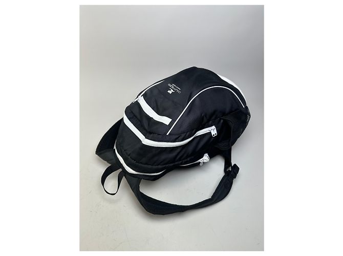 Vintage Courreges Nylon Backpack Black White Silver Zips - view 5