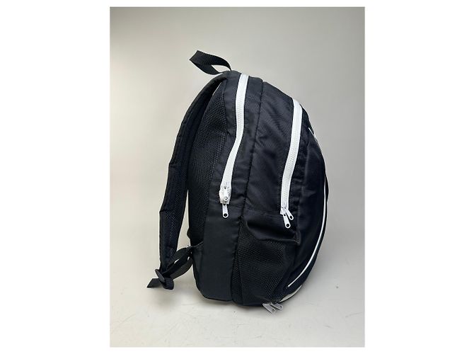 Vintage Courreges Nylon Backpack Black White Silver Zips - view 7
