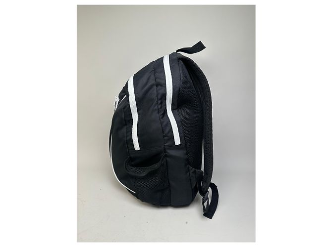 Vintage Courreges Nylon Backpack Black White Silver Zips - view 9