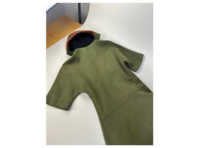 Vintage Marni Wollmischungs-Strickkragenkleid Olive Black S - Ansicht 13