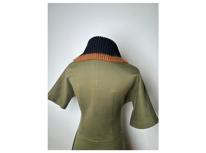 Vintage Marni Wollmischungs-Strickkragenkleid Olive Black S - Ansicht 15