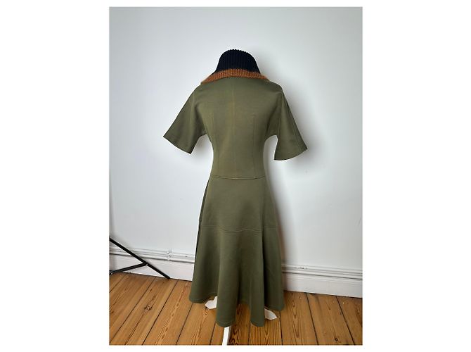 Vintage Marni Wollmischungs-Strickkragenkleid Olive Black S - Ansicht 3