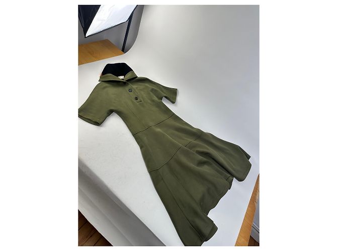 Vintage Marni Wollmischungs-Strickkragenkleid Olive Black S - Ansicht 5