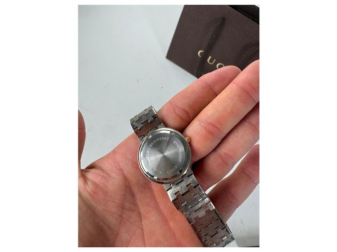 Vintage Gucci Web Stripe Armbanduhr Grün Rot Gold - Ansicht 7