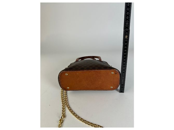 Triomphe Céline Vintage Celine Macadam Canvas Schultertasche Braun Tan - Ansicht 11