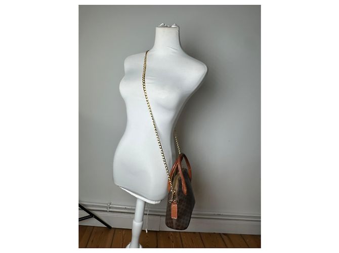 Triomphe Céline Vintage Celine Macadam Canvas Schultertasche Braun Tan - Ansicht 13