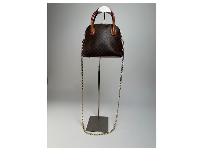 Triomphe Céline Vintage Celine Macadam Canvas Schultertasche Braun Tan - Ansicht 14