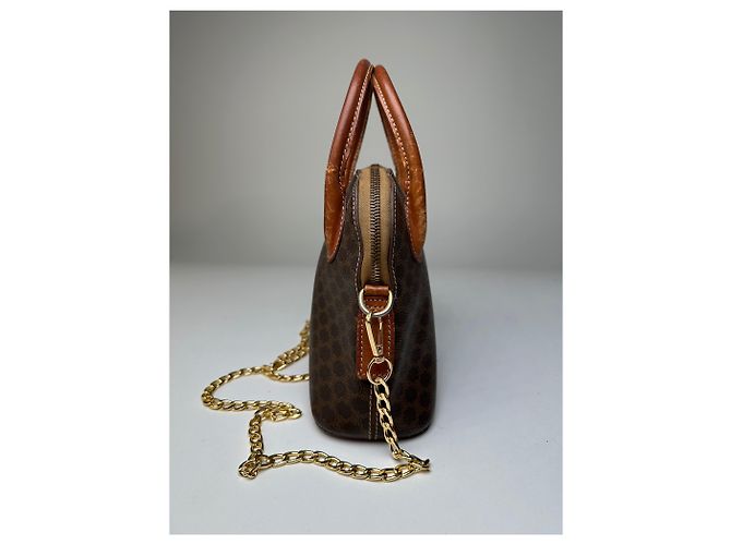 Triomphe Céline Vintage Celine Macadam Canvas Schultertasche Braun Tan - Ansicht 2