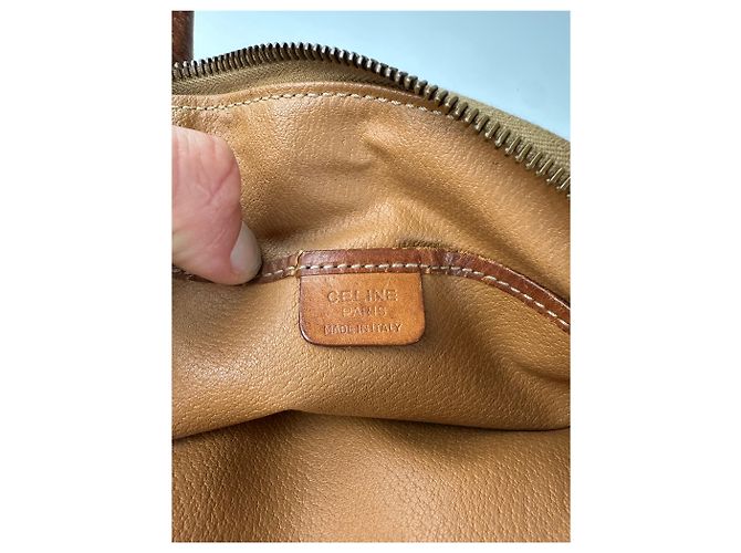 Triomphe Céline Vintage Celine Macadam Canvas Schultertasche Braun Tan - Ansicht 5