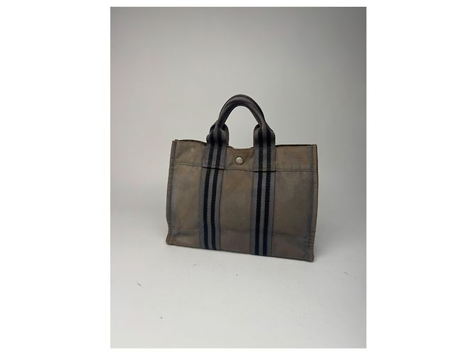Hermès Vintage Hermes Canvas Mini Tote Grau - Ansicht 12