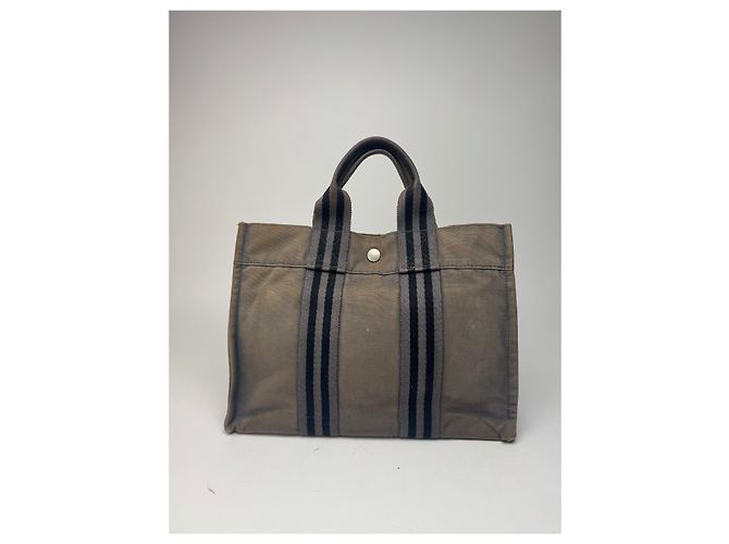 Hermès Vintage Hermes Canvas Mini Tote Grau - Ansicht 8