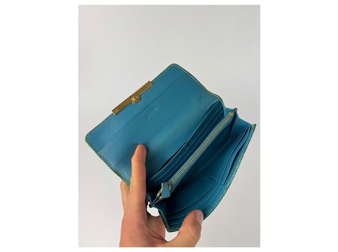 Vintage Miu Miu Leather Wallet Turquoise Blue - view 3
