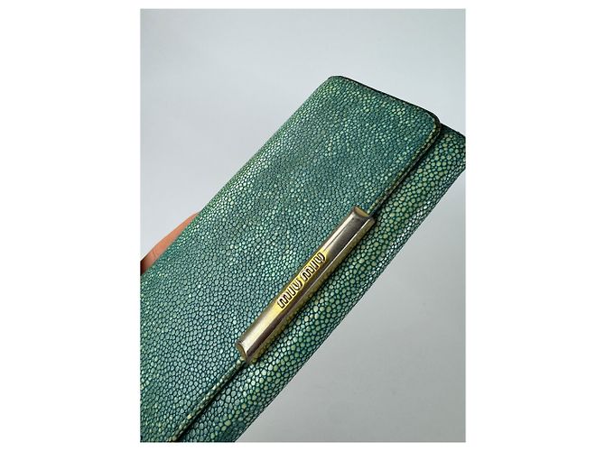 Vintage Miu Miu Leather Wallet Turquoise Blue - view 5