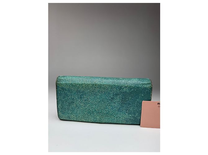 Vintage Miu Miu Leather Wallet Turquoise Blue - view 7