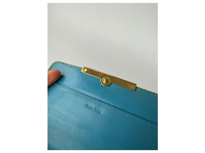 Vintage Miu Miu Leather Wallet Turquoise Blue - view 9