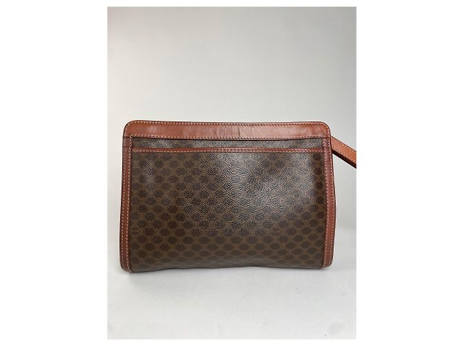 Céline Clutch in pelle Vintage Celine Triomphe Monogram Marrone - vista 11