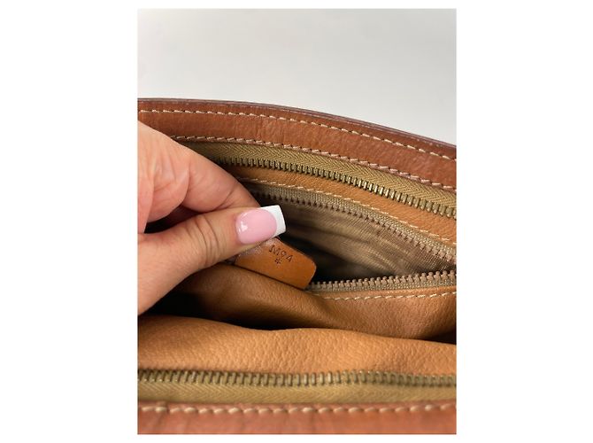 Céline Clutch in pelle Vintage Celine Triomphe Monogram Marrone - vista 4