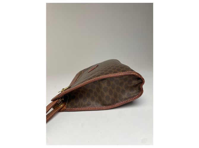 Céline Clutch in pelle Vintage Celine Triomphe Monogram Marrone - vista 7