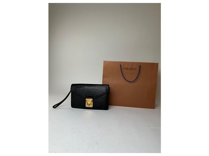 Clutch Vintage Louis Vuitton in pelle Epi nera Nero - vista 6