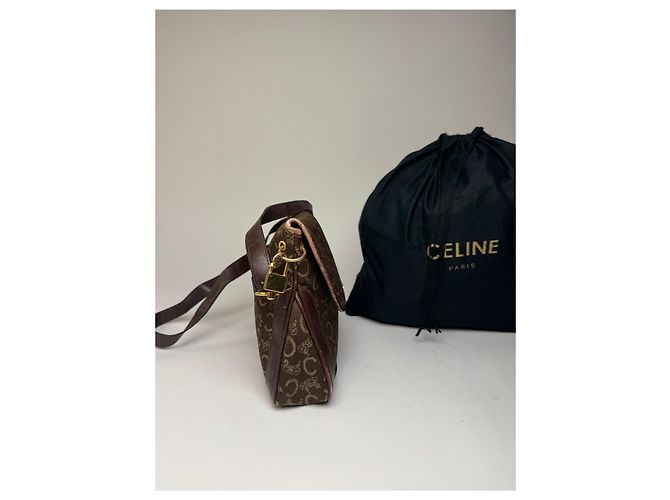 Céline Vintage Celine Paris Monogram Schultertasche / Crossbody Bag Braun - Ansicht 10