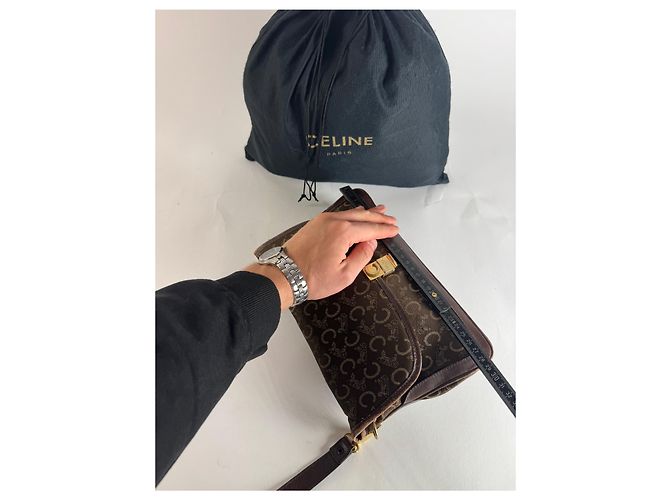 Céline Vintage Celine Paris Monogram Schultertasche / Crossbody Bag Braun - Ansicht 11