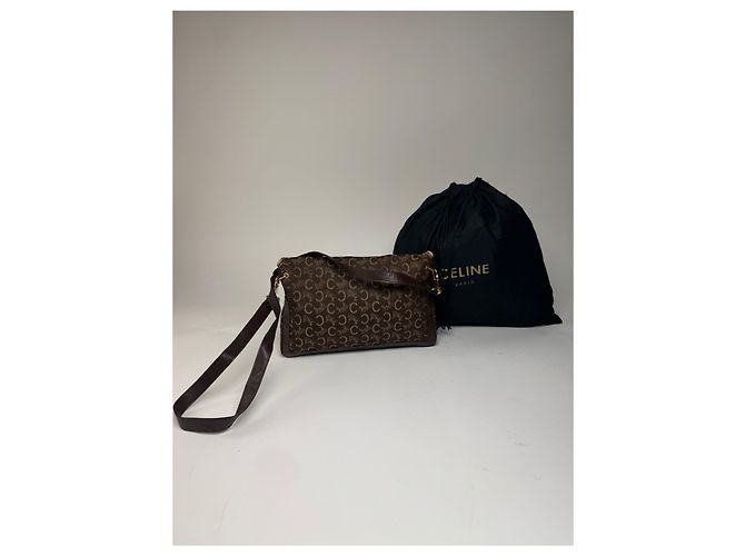 Céline Vintage Celine Paris Monogram Schultertasche / Crossbody Bag Braun - Ansicht 2