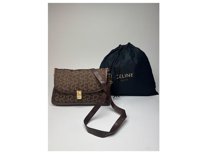 Céline Vintage Celine Paris Monogram Schultertasche / Crossbody Bag Braun - Ansicht 7