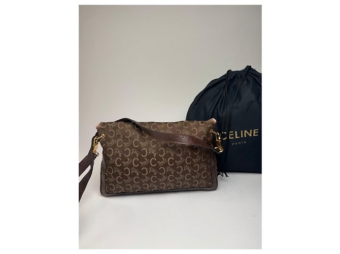 Céline Vintage Celine Paris Monogram Schultertasche / Crossbody Bag Braun - Ansicht 9