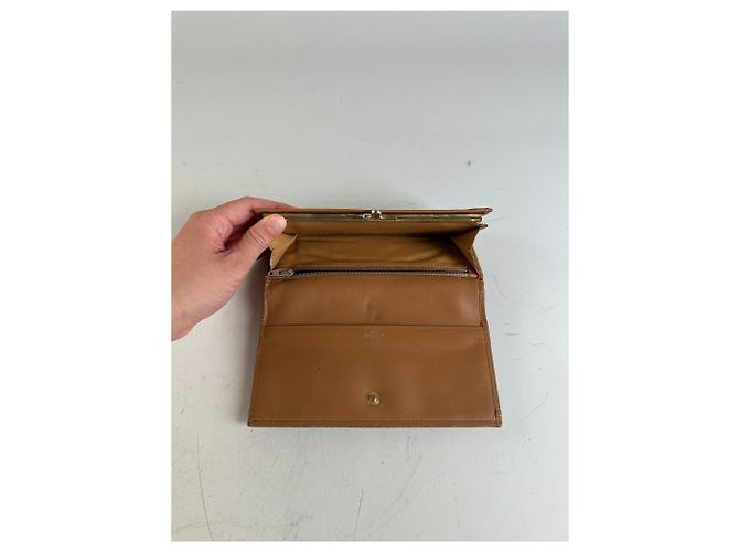 Céline Vintage Celine Macadam Canvas Wallet Beige Brown Gold - view 3