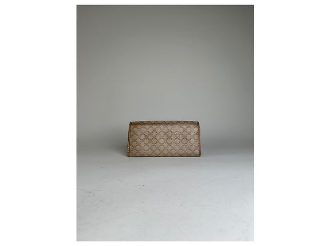 Céline Vintage Celine Macadam Canvas Wallet Beige Brown Gold - view 4