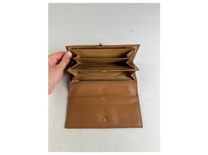 Céline Vintage Celine Macadam Canvas Wallet Beige Brown Gold - view 5