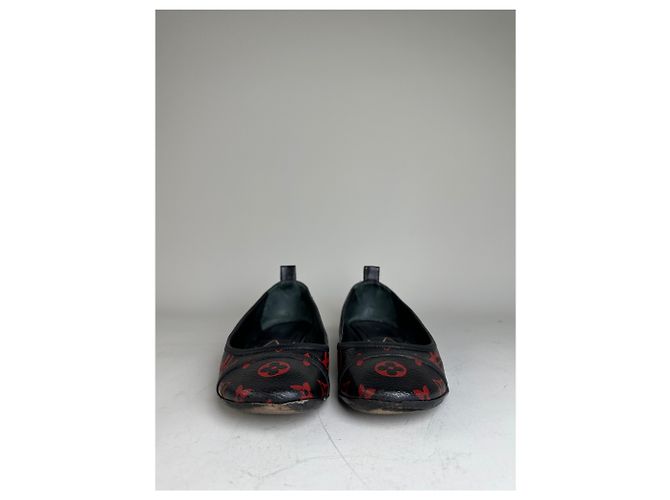 Ballerine Vintage Louis Vuitton Monogram Canvas Nero Rosso EU38.5 - vista 4