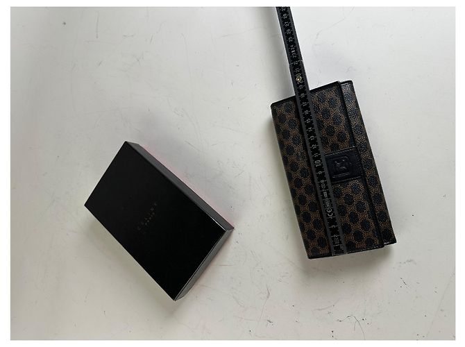 Triomphe Céline Vintage Celine Monogram Canvas Wallet Black Brown Gold - view 10