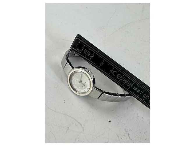 Orologio da polso vintage Courreges in acciaio inossidabile argento bianco - vista 2