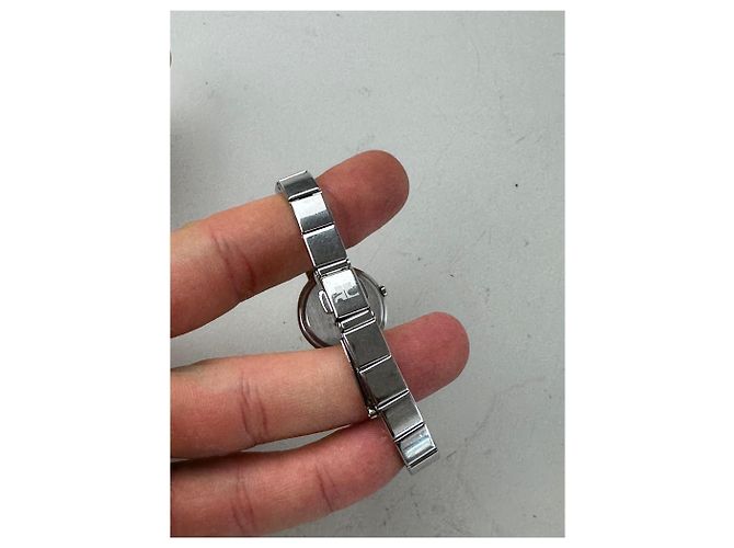Orologio da polso vintage Courreges in acciaio inossidabile argento bianco - vista 5