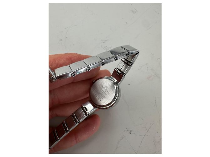 Orologio da polso vintage Courreges in acciaio inossidabile argento bianco - vista 6