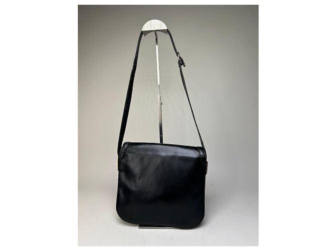Vintage Givenchy Structured Leather Shoulder Bag Black Gold - view 2