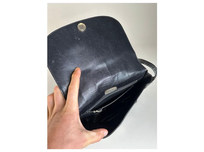 Vintage Givenchy Structured Leather Shoulder Bag Black Gold - view 3
