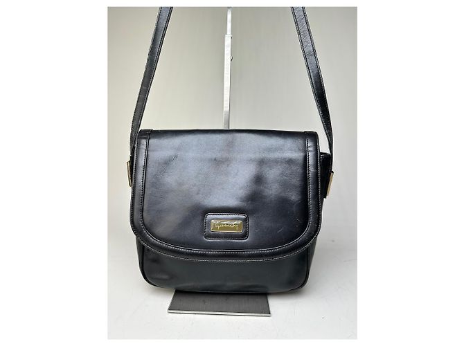 Vintage Givenchy Structured Leather Shoulder Bag Black Gold - view 9