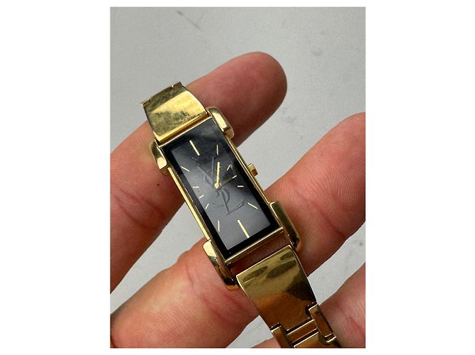 Yves Saint Laurent Orologio da polso vintage Saint Laurent, quadrante nero e oro D'oro - vista 2