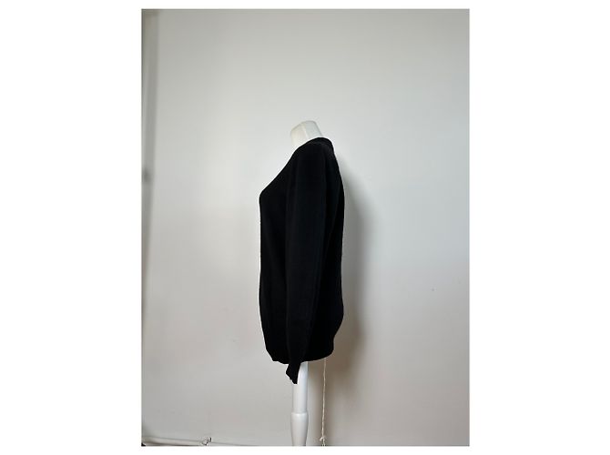 Vintage Chloé Wollpullover Schwarz mit goldenen Knöpfen L - Ansicht 2