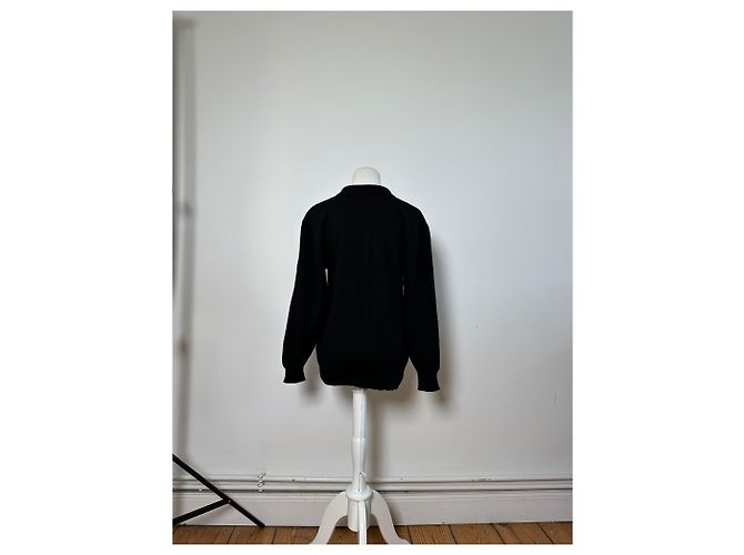 Vintage Chloé Wollpullover Schwarz mit goldenen Knöpfen L - Ansicht 3