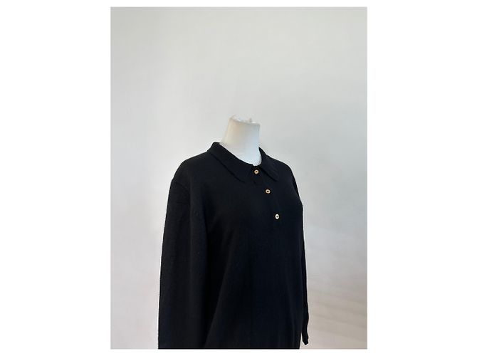 Vintage Chloé Wollpullover Schwarz mit goldenen Knöpfen L - Ansicht 4