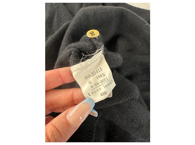 Vintage Chloé Wollpullover Schwarz mit goldenen Knöpfen L - Ansicht 7