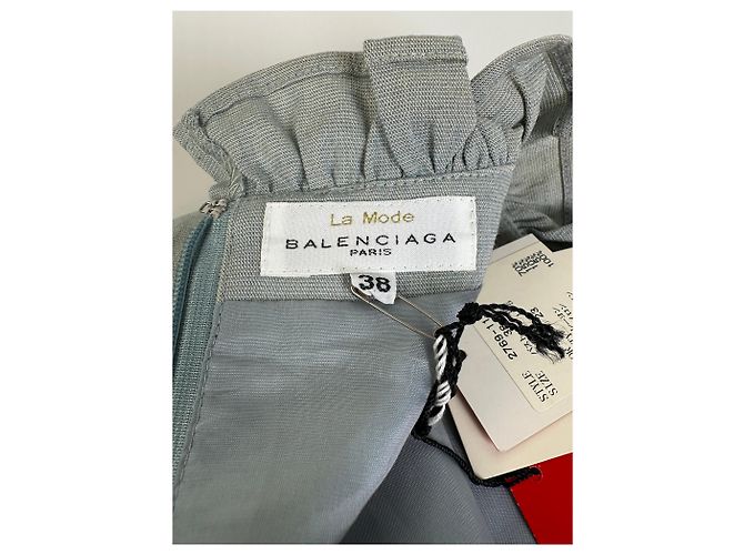 Vintage Balenciaga Baumwoll-Stretch-Kleid Hellblau M - Ansicht 10