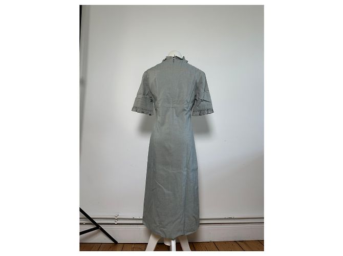 Vintage Balenciaga Baumwoll-Stretch-Kleid Hellblau M - Ansicht 15