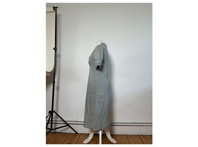 Vintage Balenciaga Baumwoll-Stretch-Kleid Hellblau M - Ansicht 2